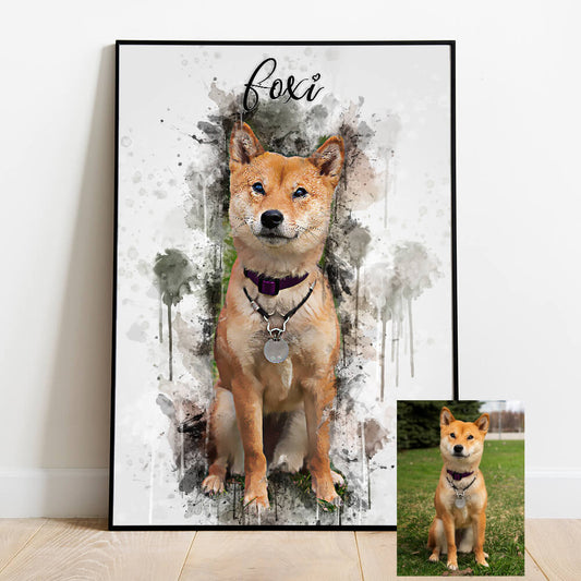Watercolor style - Personalized portrait of your animal picture